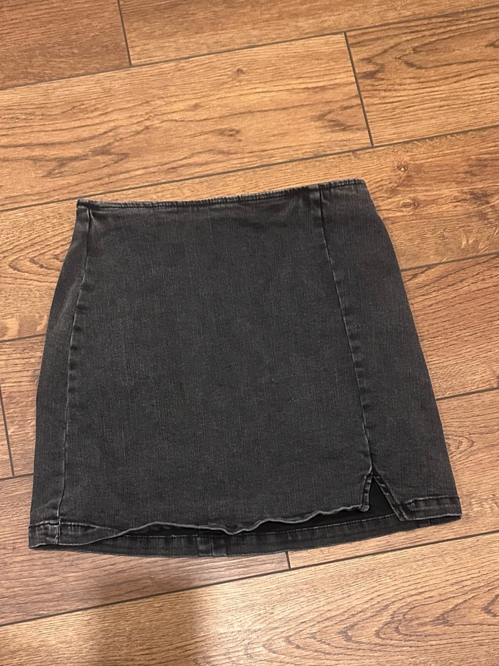 Black Denim Mini Skirt